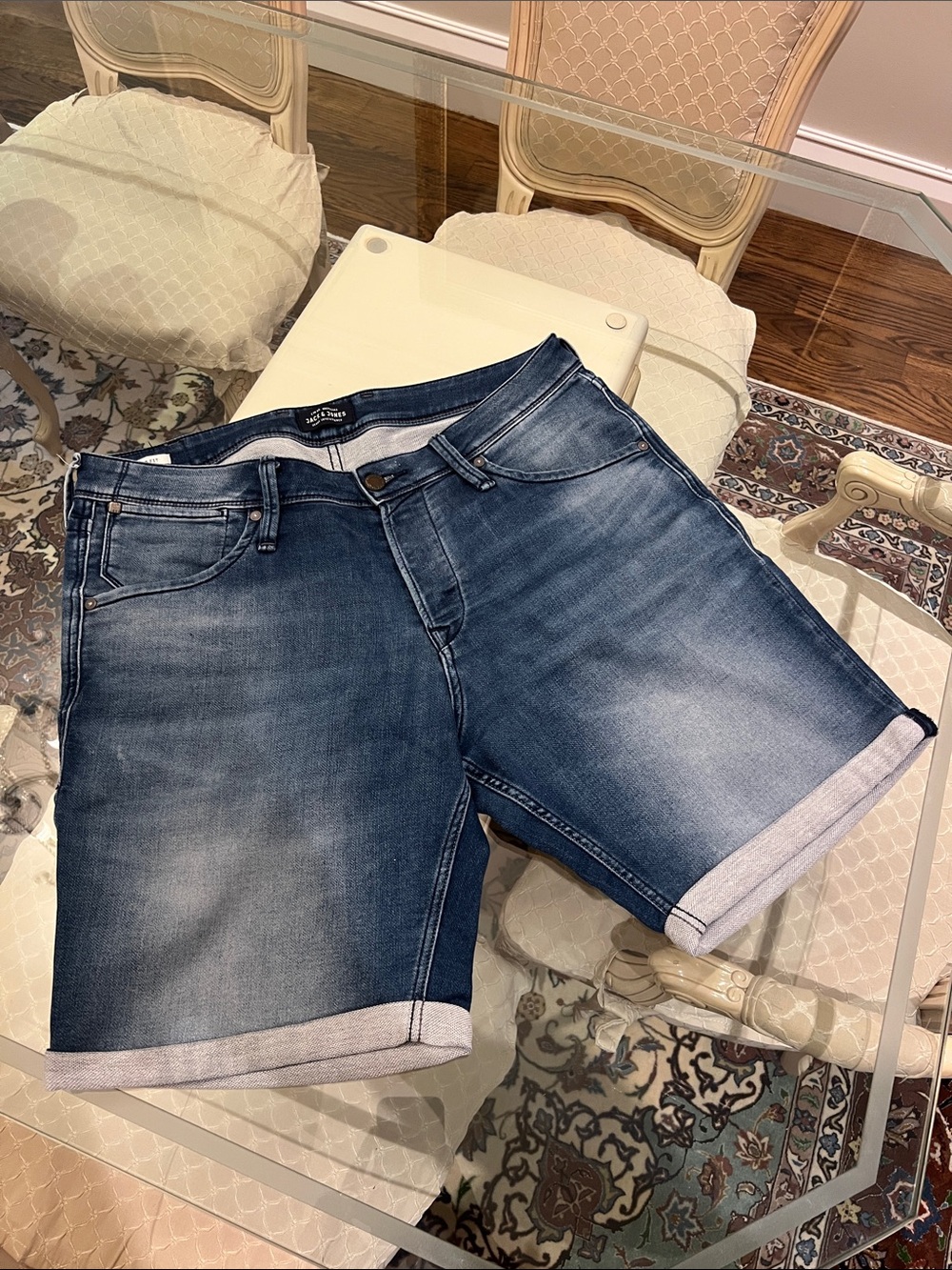 Jack & Jones Blue Rolled-Hem Denim Shorts